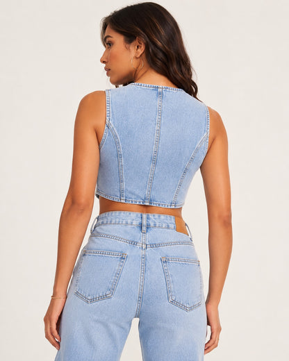Bustier Femme Chic en Denim – Style Élégant et Tendance pour Toutes Vos Sorties