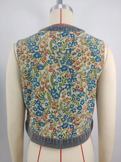 Gilet Femme en Denim Brodé – Style Bohème Chic et Tendance!